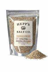 Hepp's Salt Co. sal de vainilla en frasco frontal muestra marca y uso gourmet