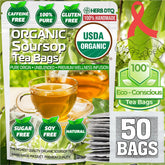 HERB DTQ empaque frontal mostrando 50 bolsitas y certificación orgánica