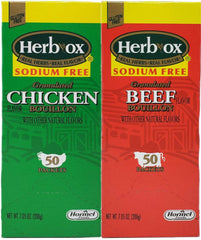 Herb-Ox paquete completo mostrando sobres sin sodio para ahorro