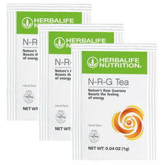 Herbalife N-R-G sobre frontal mostrando el empaque y energía instantánea