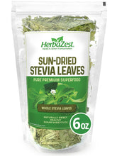 HerbaZest empaque frontal de hojas de stevia para uso diario