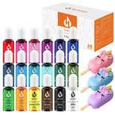 Herbeklab frente del set 18 colores mostrando frascos y beneficios de tonos intensos