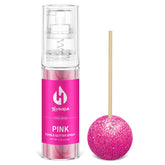 Herbeklab envase frontal del spray de purpurina rosa muestra diseño y tamaño práctico