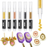 Herbeklab pack frontal con seis rotuladores metálicos mostrando colores brillantes y acabado profesional