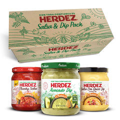 HERDEZ frontal del pack mostrando las tres salsas y atractivo visual