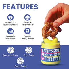 HERLOCHER'S DIPPING MUSTARD textura cremosa en cuchara lista para untar
