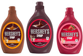 HERSHEY'S botella frontal del pack con las tres variedades y presentación clara