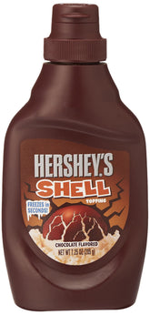 Hershey's Shell Topping envase frontal mostrando etiqueta y tamaño práctico