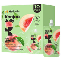 Hethstia envase frontal durazno mostrando diseño y beneficios