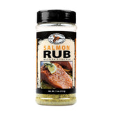 Hi Mountain botella frontal del Salmon Rub mejora sabores de pescado