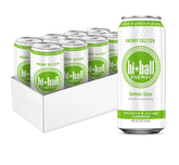Hiball Energy frente del pack de 8 latas con diseño lemon lime y beneficio portátil