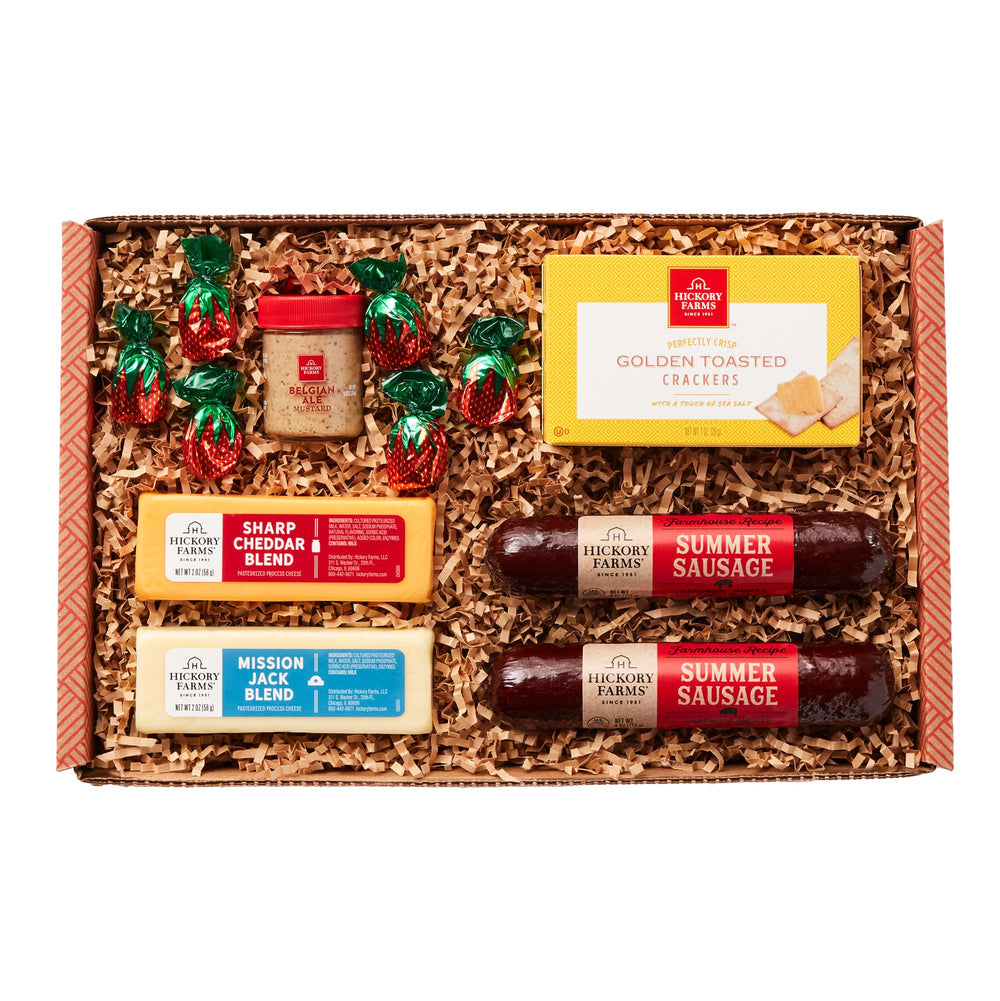 Hickory Farms caja frontal elegante lista para regalo y fácil de compartir