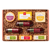 Hickory Farms caja frontal mostrando conjunto completo y presentación lista para regalar