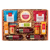 Hickory Farms canasta frontal mostrando todo el surtido, ideal para regalo