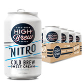 High Brew Coffee lata frontal mostrando el diseño y el tamaño práctico