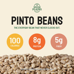 High Plains Beans comparación de tamaño con una taza para medir rendimiento y porciones