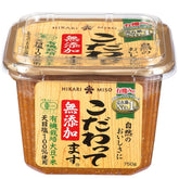 Hikari Miso envase frontal mostrando etiqueta clara y origen japonés, sabor natural