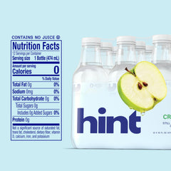 Detalle de etiqueta Hint Crisp Apple con información clara y aspecto natural