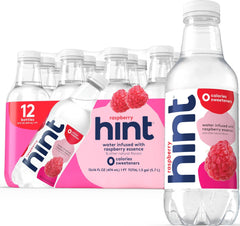Hint frambuesa vista frontal del pack de 12, refresco sin calorías