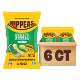 HIPPEAS frente del empaque muestra sabor Grillo's Dill Pickle y conveniencia