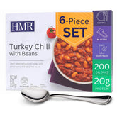 HMR empaque frontal del chile de pavo que muestra conveniencia y porción controlada