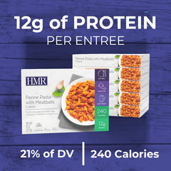 HMR detalle de mini albóndigas en salsa, sabor y proteína visibles