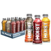 HOIST frontal del pack variedad mostrando las botellas y beneficios de hidratación