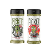 Hold The Pickle frente pack doble mostrando los dos shakers y beneficio de sabor auténtico