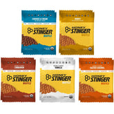 Honey Stinger empaque frontal mostrando las diez waffles y variedad