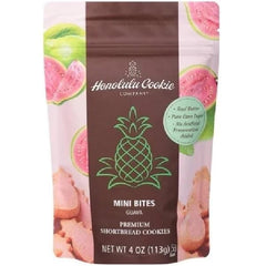 Honolulu Cookie frente del empaque de guayaba mostrando porción y presentación