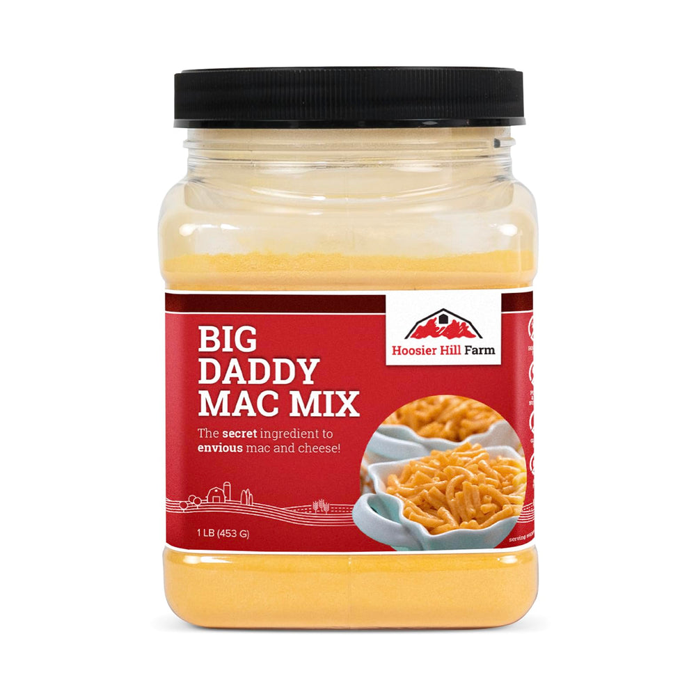Hoosier Hill Farm envase frontal de Big Daddy Mac Mix, práctico y reconocible