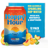 Hoppy Hour lata frontal mango durazno mostrando diseño y refresco