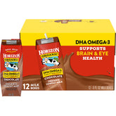 Horizon Organic frontal caja chocolate mostrando diseño y practicidad