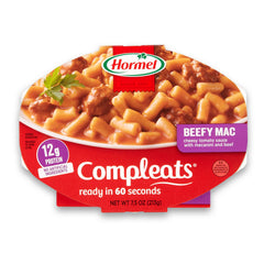 HORMEL COMPLEATS bandeja frontal mostrando la porción lista para calentar y lista en minutos
