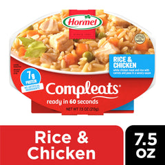 HORMEL COMPLEATS ingredientes crudos mostrados junto a la bandeja para transparencia