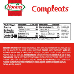 Pack de 7 HORMEL COMPLEATS Beefy Mac & Cheese mostrando el empaque para almacenamiento práctico