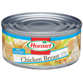 Hormel pechuga de pollo en lata vista frontal, empaque claro para elegir rápido