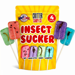 Jerky-n-Spice paleta frontal con insecto visible, impacta en presentaciones