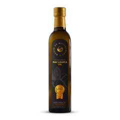 House of Macadamias botella frontal de vidrio oscuro mostrando presentación y frescura
