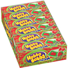 Hubba Bubba caja frontal mostrando 18 sobres, facilidad para repartir