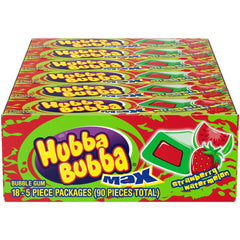 Hubba Bubba piezas desenvueltas, vista de cinco chicles listos para usar
