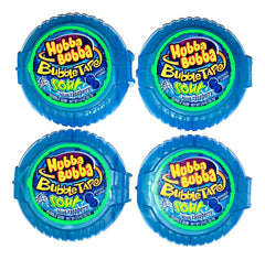 Hubba Bubba tubo frontal mostrando el color azul y facilidad de transporte
