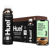Huel botella frontal mostrando el diseño y el aporte de 35 g de proteína