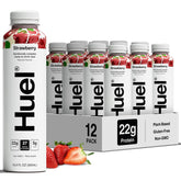 Huel botella frente mostrando diseño y conveniencia para consumir