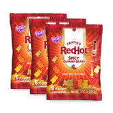 HUER Frank's RedHot frente del empaque mostrando el pack triple y beneficios picantes