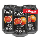 Humm lata frente mostrando diseño y sabor naranja sanguina