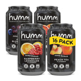 Humm kombucha zero pack frente mostrando latas y beneficio conveniencia