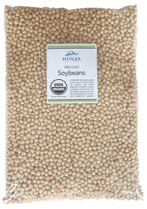 Hunza Natural Foods empaque frontal de soja orgánica 5 libras beneficios de cantidad
