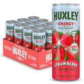 Huxley lata frente con diseño de fresa, presenta energía limpia