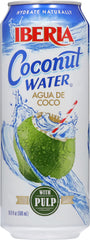Iberia agua de coco con pulpa vista frontal, refresca naturalmente